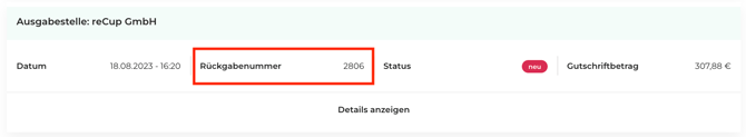 Rückgabennummer